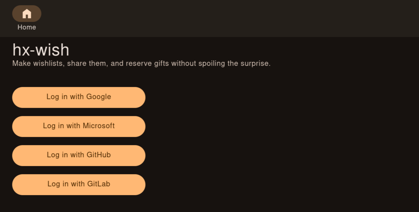 Login page with Google, Microsoft, GitHub and GitLab buttons