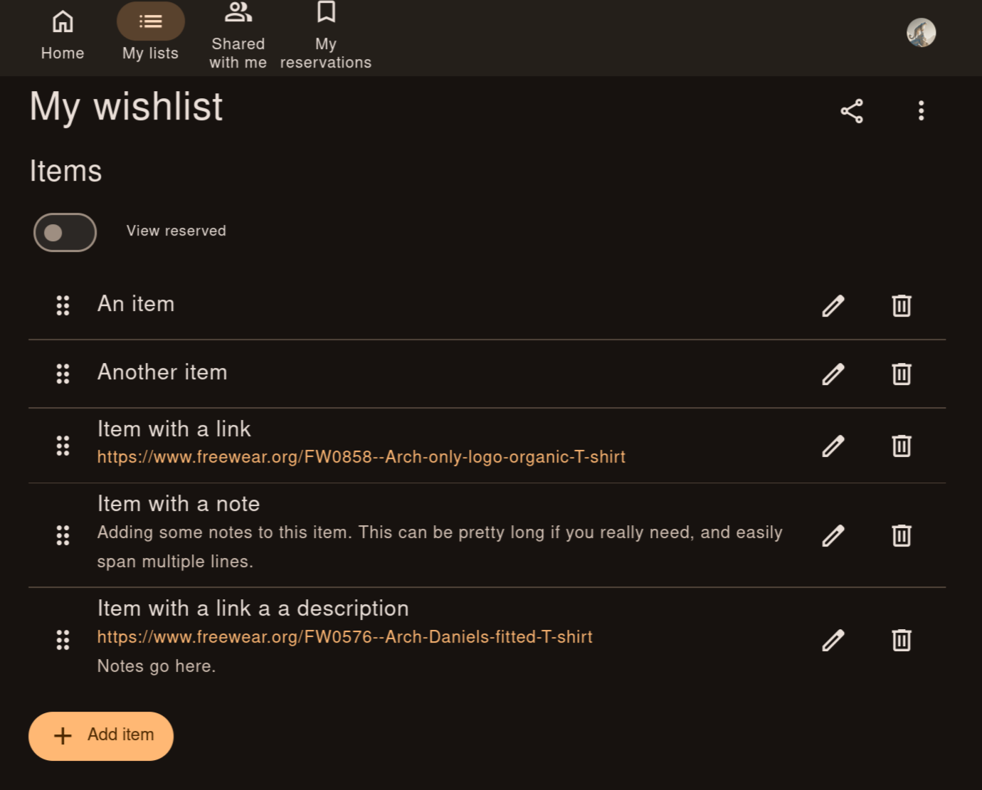 Owner&rsquo;s list with reservations hidden